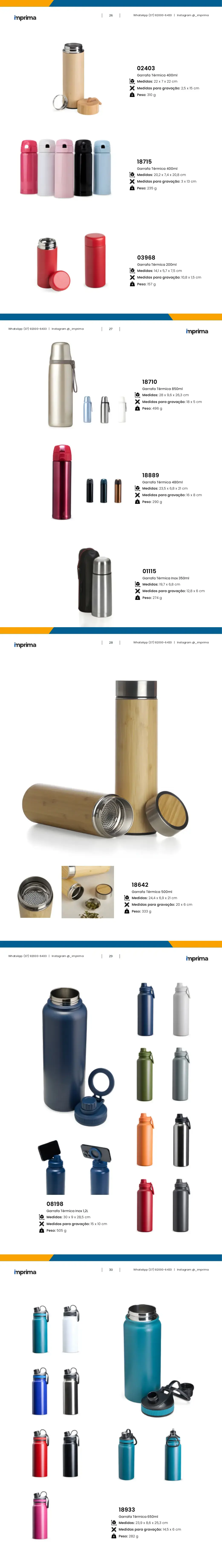 Página 26 do catálogo Imprima: Garrafa Térmica 200ml, Garrafa Térmica 400ml, Garrafa Térmica 400ml