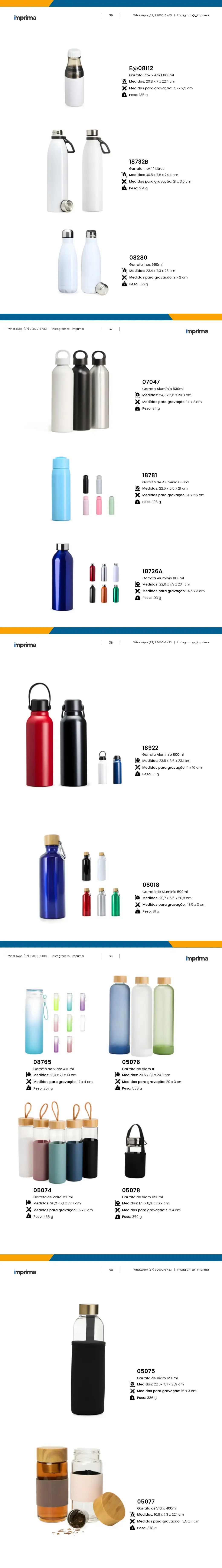 Página 36 do catálogo Imprima: Garrafa Inox 650ml, Garrafa Inox 1,1 Litros