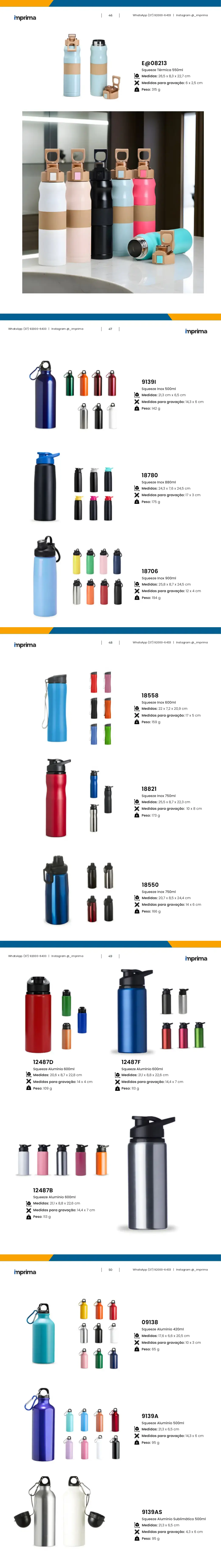 Página 47 do catálogo Imprima: Squeeze Inox 900ml, Squeeze Inox 880ml, Squeeze Inox 500ml