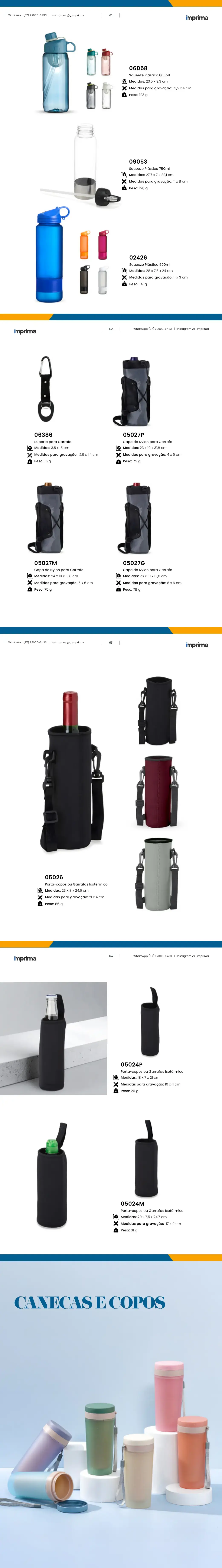 Página 61 do catálogo Imprima: Squeeze Plástico 900ml, Squeeze Plástico 750ml, Squeeze Plástico 800ml