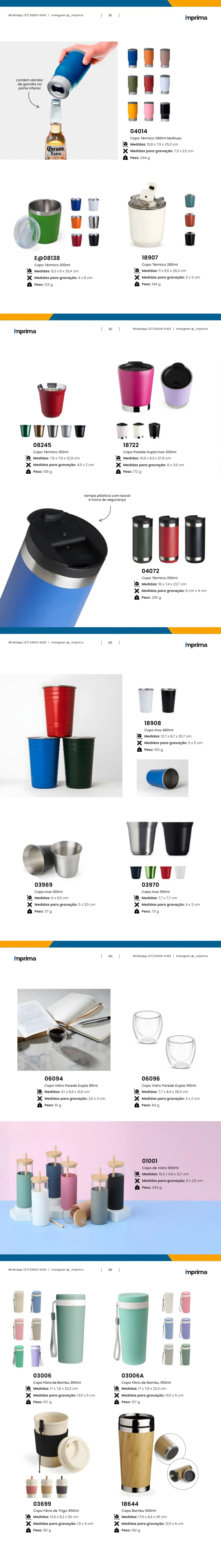 Página 81 do catálogo Imprima: Copo Térmico 280ml, Copo Térmico 380ml Multiuso