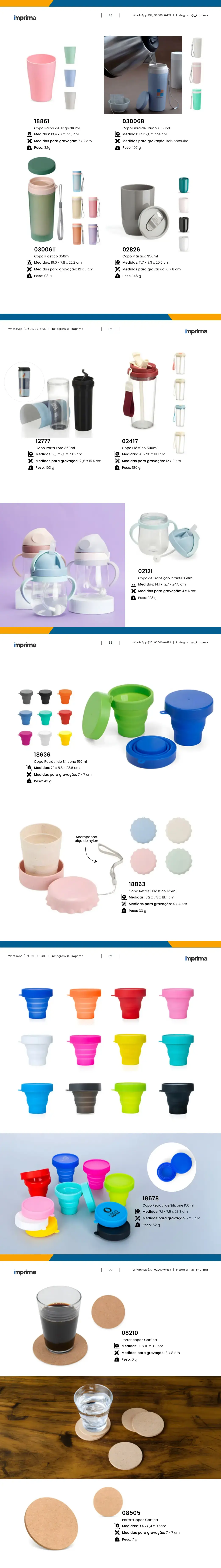 Página 86 do catálogo Imprima: Copo Plástico 350ml, Copo Plástico 350ml, Copo Palha de Trigo 310ml, Copo Fibra de Bambu 350ml
