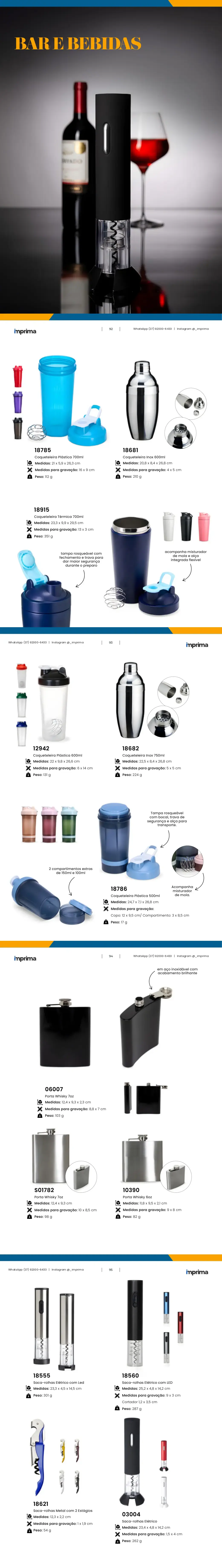 Página 92 do catálogo Imprima: Coqueteleira Plástica 700ml, Coqueteleira Inox 600ml, Coqueteleira Térmica 700ml