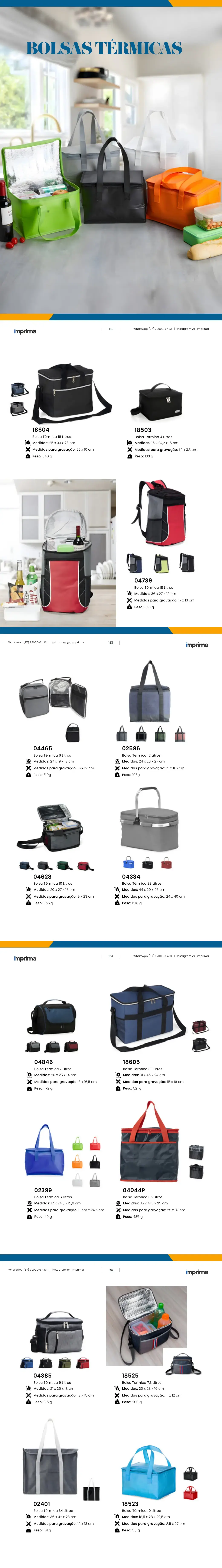 Página 132 do catálogo Imprima: Bolsa Térmica 18 Litros, Bolsa Térmica 4 Litros, Bolsa Térmica 18 Litros