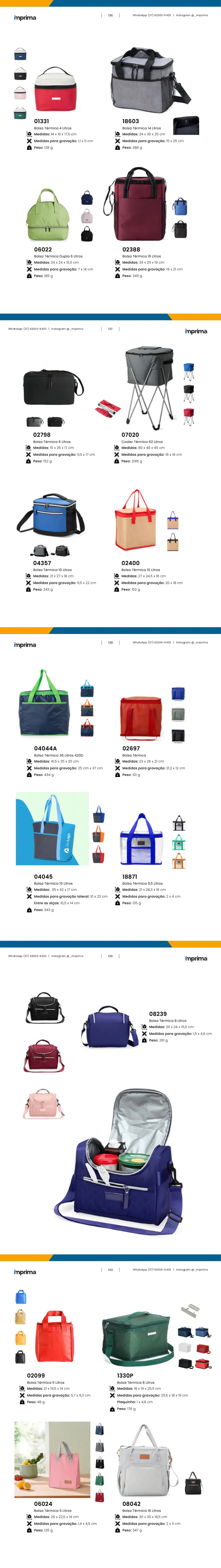 Página 136 do catálogo Imprima: Bolsa Térmica 4 Litros, Bolsa Térmica 14 Litros, Bolsa Térmica Dupla 6 Litros, Bolsa Térmica 16 Litros