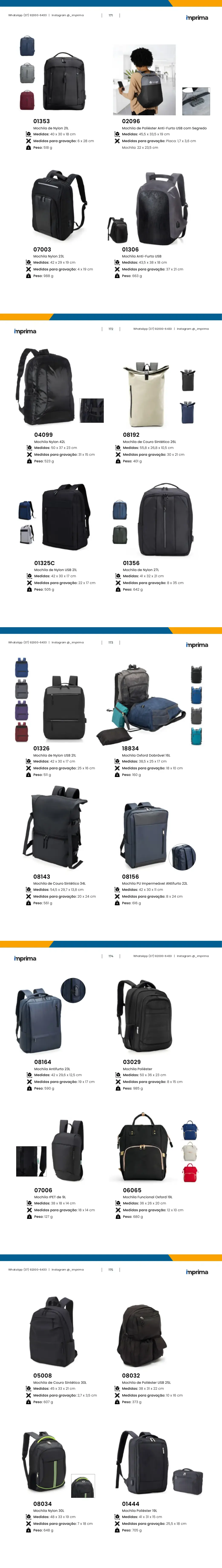 Página 171 do catálogo Imprima: Mochila de Nylon 21L, Mochila de Poliéster Anti-Furto USB com Segredo, Mochila Nylon 23L, Mochila Anti-Furto USB