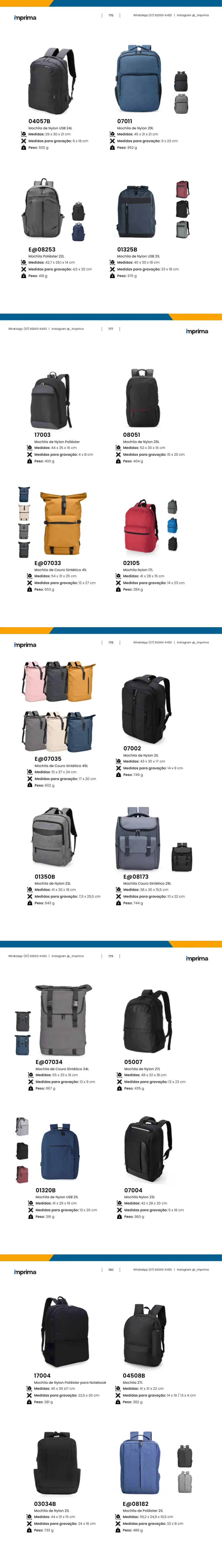 Página 176 do catálogo Imprima: Mochila de Nylon USB 21L, Mochila de Nylon 29L, Mochila de Nylon USB 24L