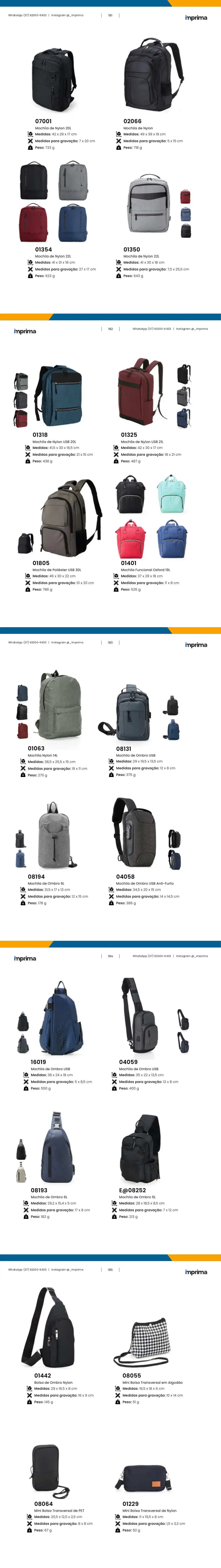 Página 181 do catálogo Imprima: Mochila de Nylon 22L, Mochila de Nylon 22L, Mochila de Nylon, Mochila de Nylon 20L
