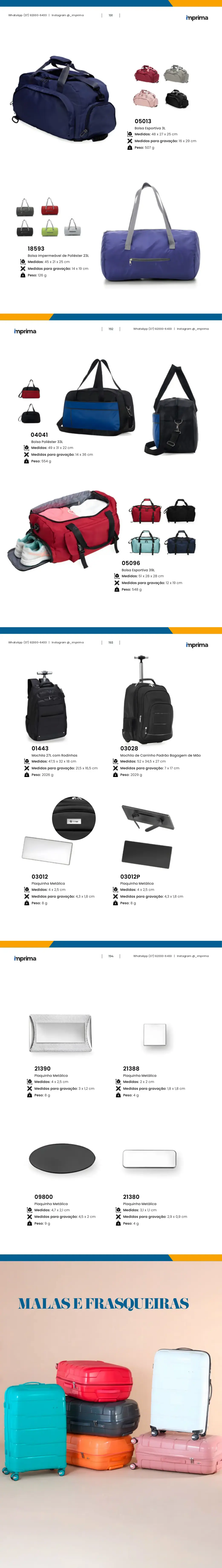 Página 191 do catálogo Imprima: Bolsa Impermeável de Poliéster 23L, Bolsa Esportiva 3L