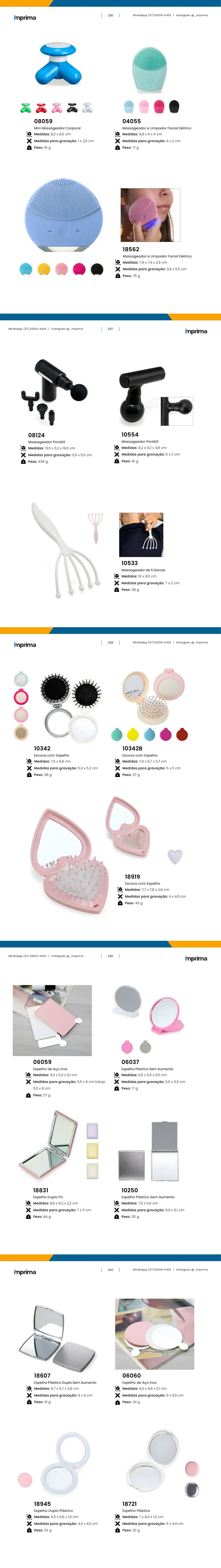 Página 236 do catálogo Imprima: Mini Massageador Corporal, Massageador e Limpador Facial Elétrico, Massageador e Limpador Facial Elétrico