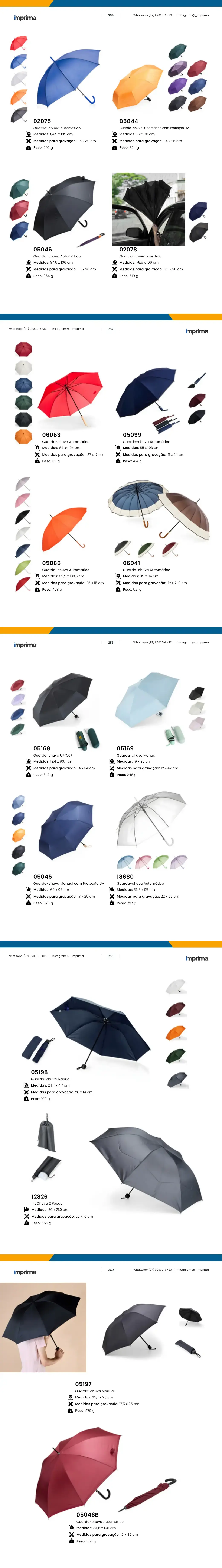 Página 256 do catálogo Imprima: Guarda-chuva Automático, Guarda-chuva Automático com Proteção UV, Guarda-chuva Automático, Guarda-chuva Invertido