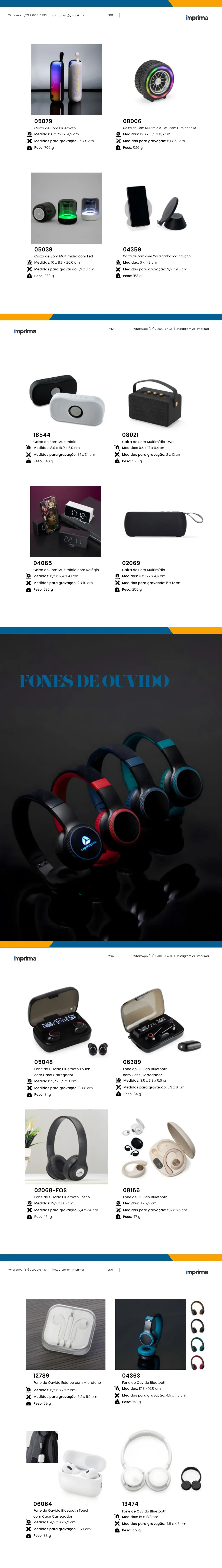 Página 291 do catálogo Imprima: Caixa de Som Bluetooth, Caixa de Som Multimídia TWS com Luminária RGB, Caixa de Som Multimídia com Led, Caixa de Som com Carregador por Indução