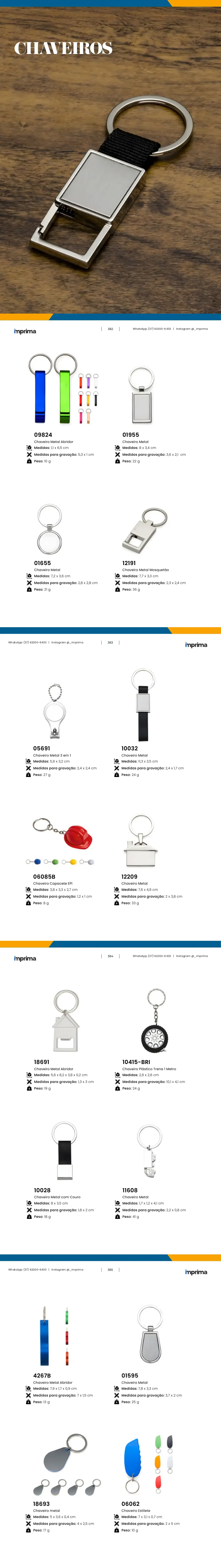 Página 382 do catálogo Imprima: Chaveiro Metal Abridor, Chaveiro Metal, Chaveiro Metal, Chaveiro Metal Mosquetão